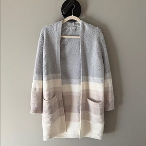 Barefoot Dreams Gray and Cream Cardigan
